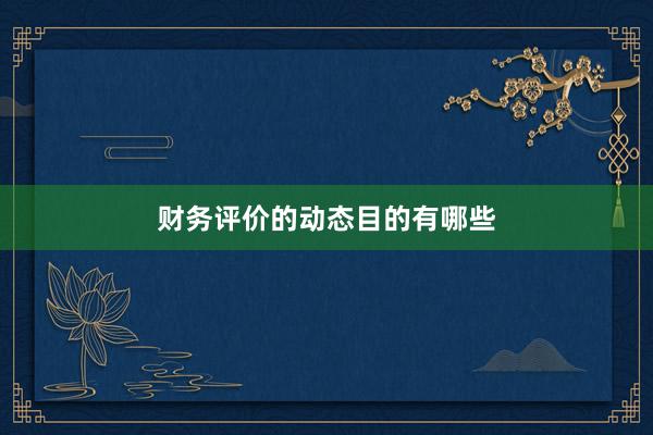 财务评价的动态目的有哪些